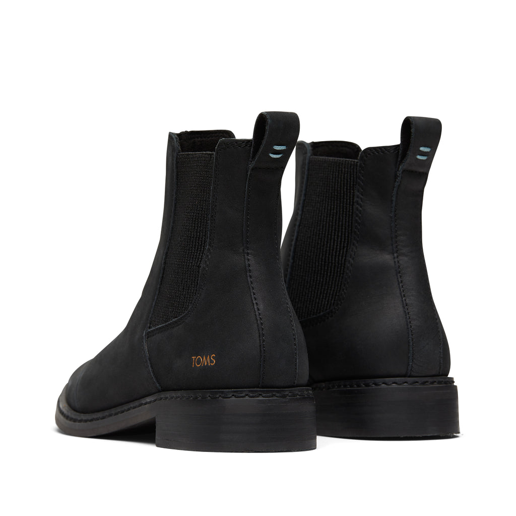 Charlie Black Leather Boot Back View