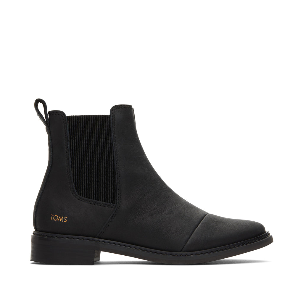 Charlie Black Leather Boot Side View