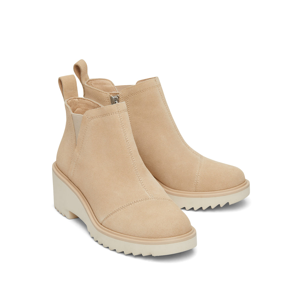 Maude Oatmeal Suede Wedge Boot Front View
