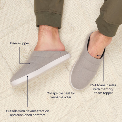 Ezra Convertible Slipper - Shadow Grey Faux Fleece