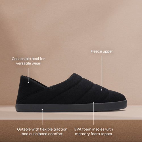 Ezra Convertible Slipper - Black Faux Fleece