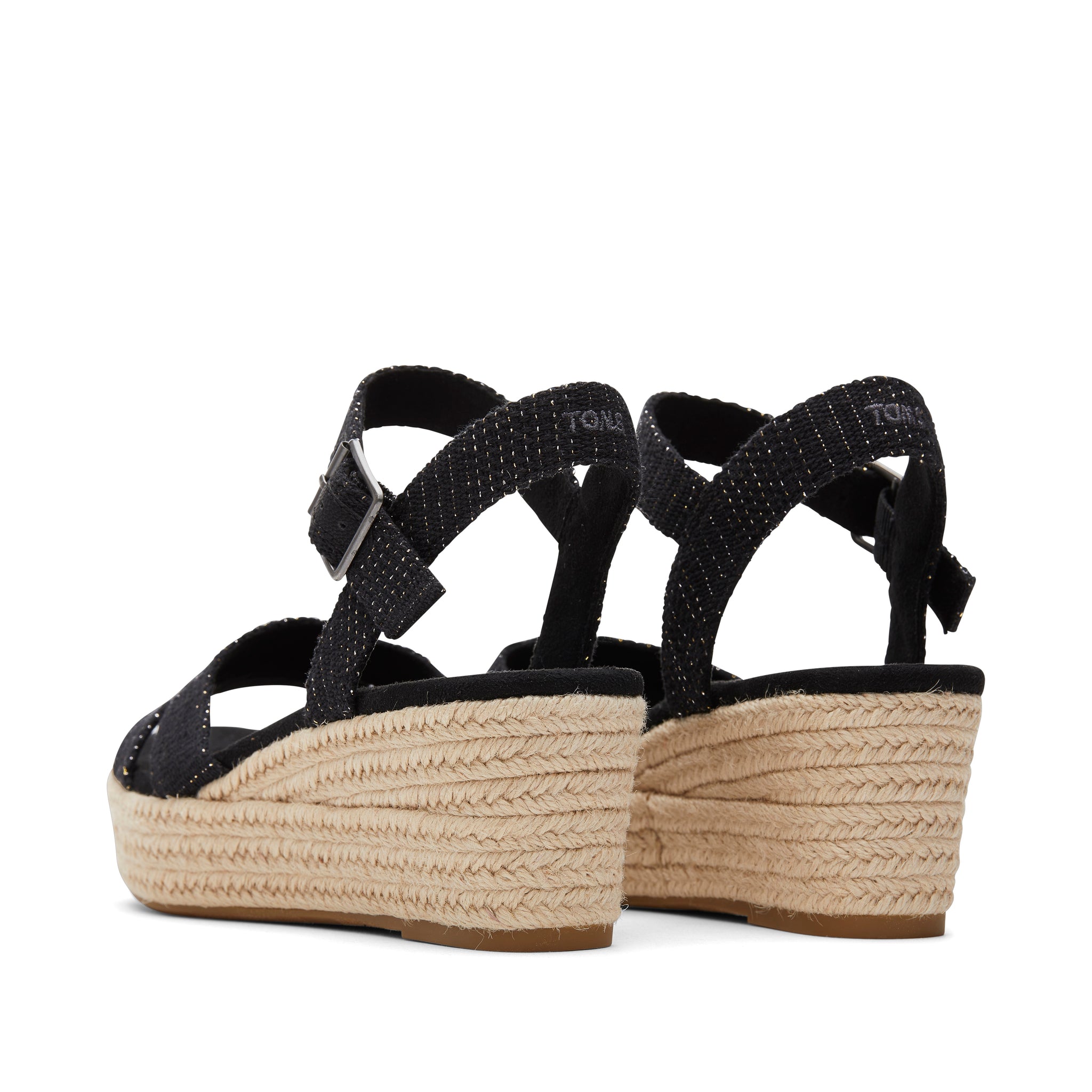 Audrey Black Metallic Wedge Sandal Back View