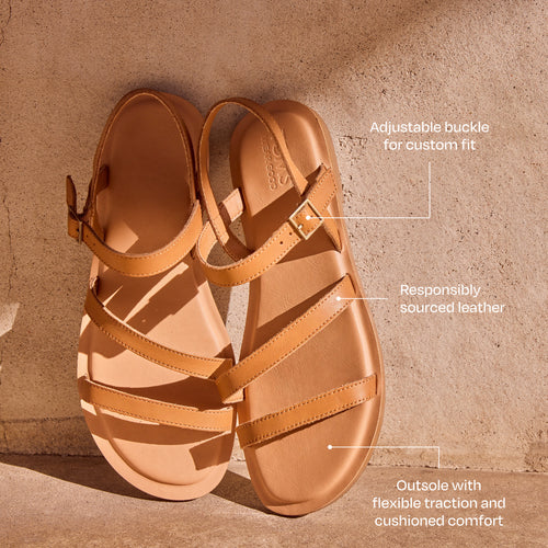 Kira Strappy Sandal - Tan Leather