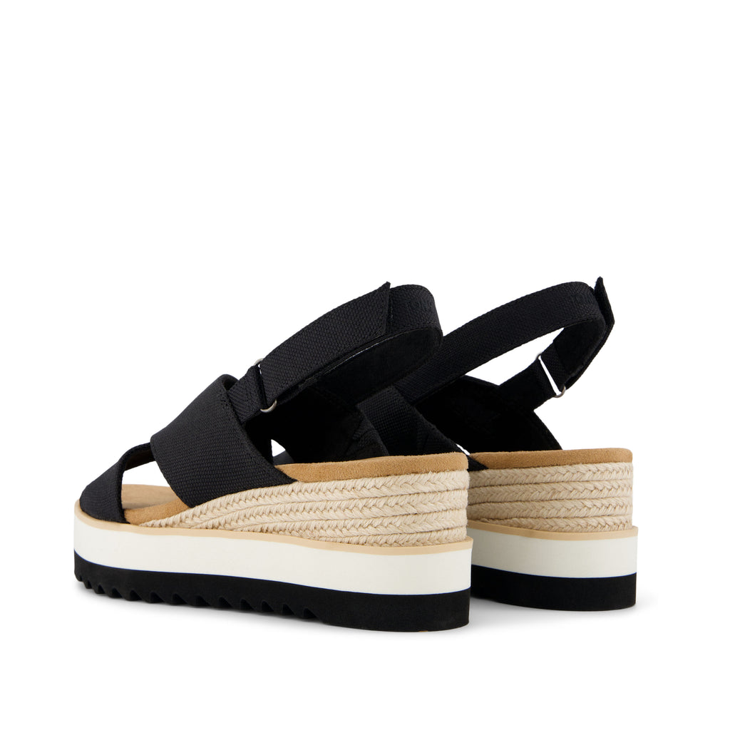 Diana Crossover Black Wedge Sandal Back View