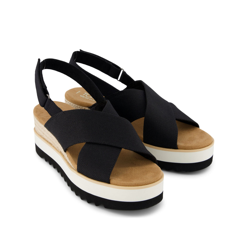 Diana Crossover Black Wedge Sandal Front View