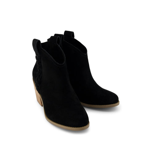 Constance Black Suede/Braid Boot Front View