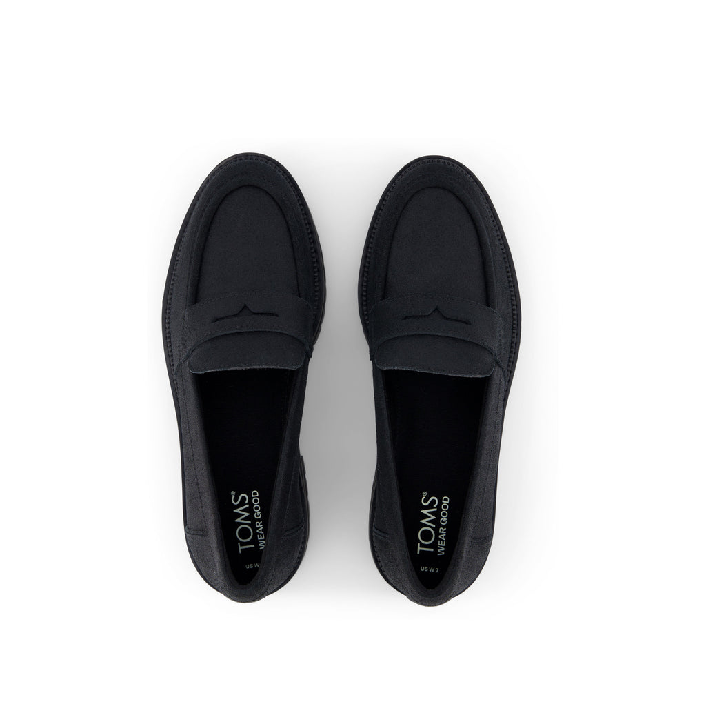 Cara Black Metallic Leather Loafer Top View