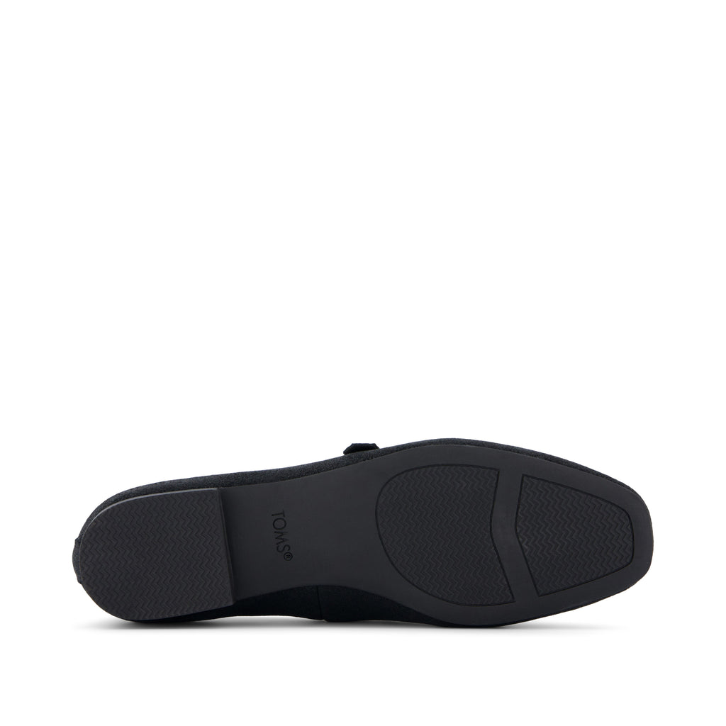 Bianca Black Metallic Suede Flat Bottom Sole View