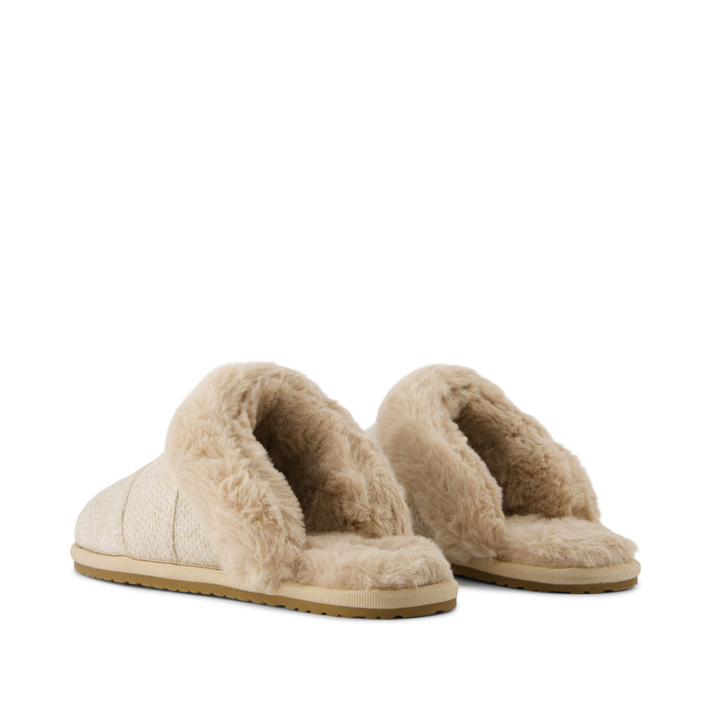 Valerie Slipper - Oatmeal Sparkle Knit Back View