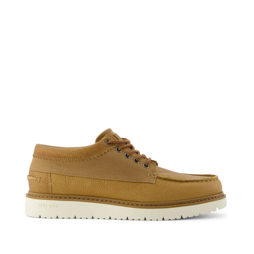 TRVL LITE Forrest Boot - Tan Leather and Waxed Canvas Side View