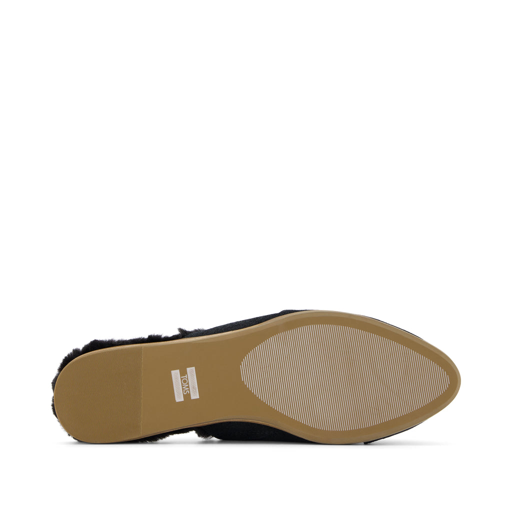 Jade Black Faux Fur Suede Flat Bottom Sole View