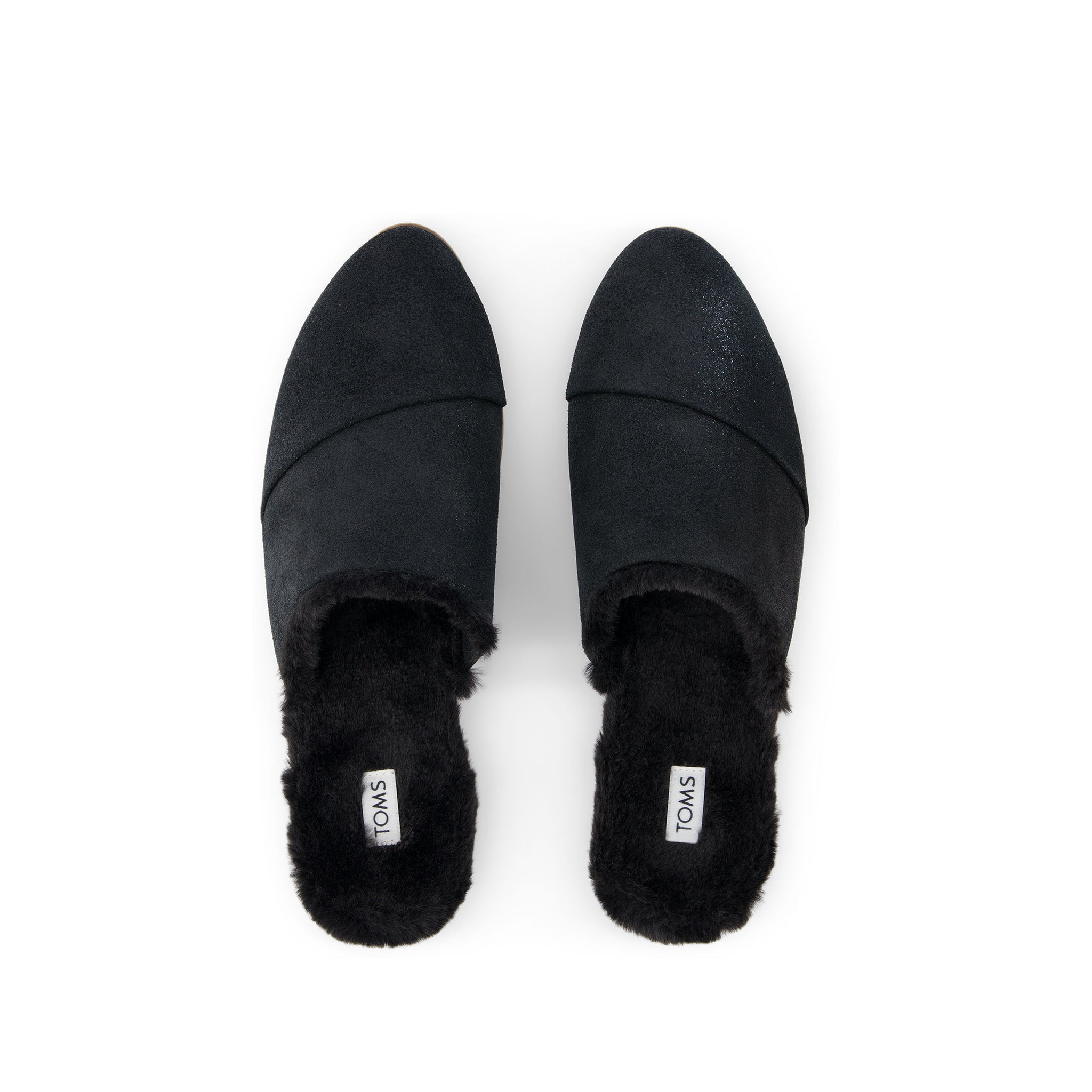 Jade Black Faux Fur Suede Flat Top View