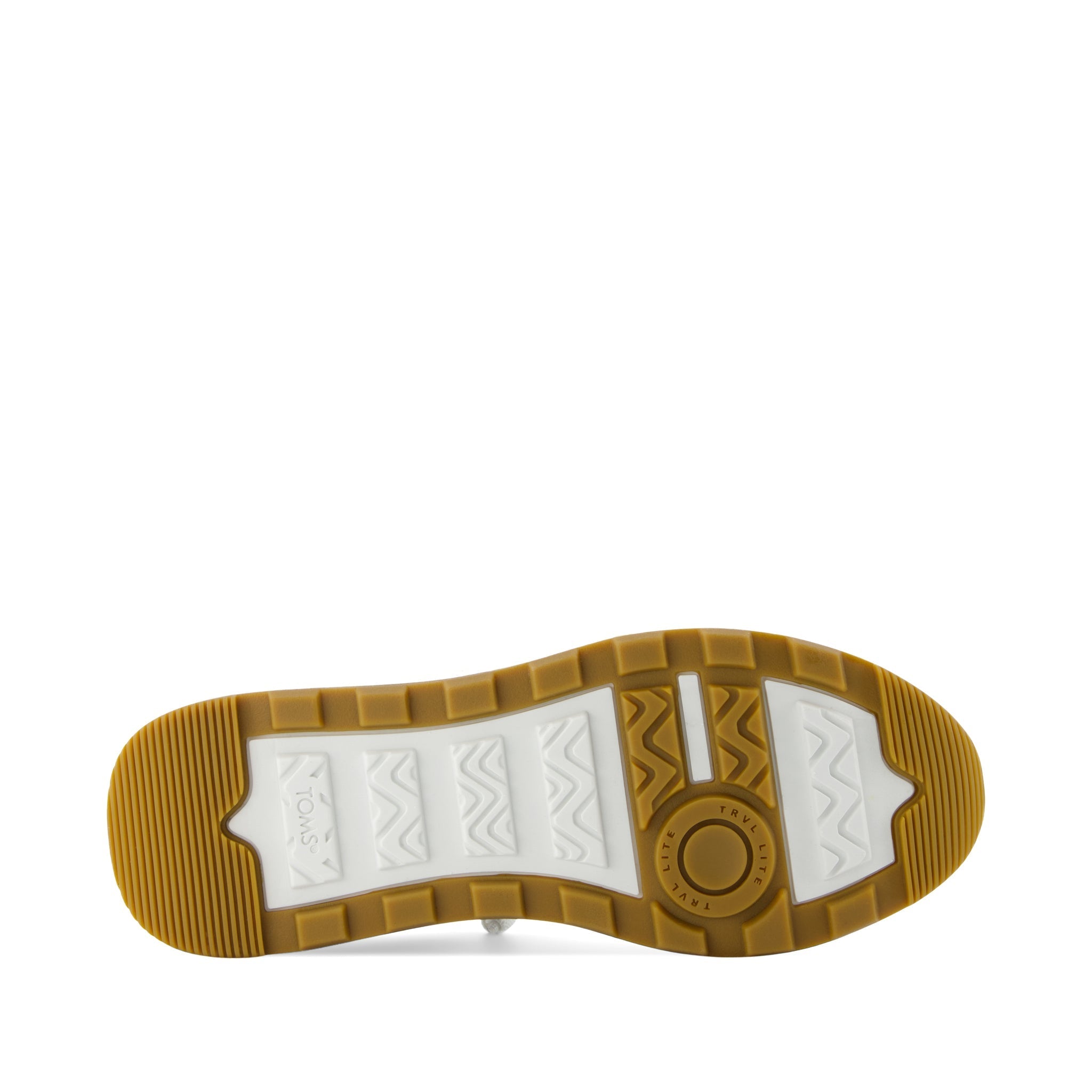 TRVL LITE Cabrillo Sneaker - Water Repellent White Textured Jacquard and Iridescent Suede Bottom Sole View