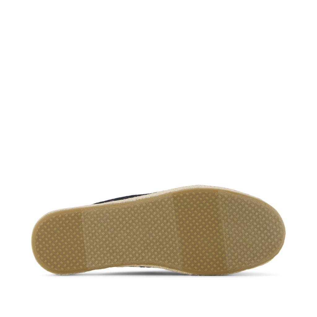 Santiago Mule Espadrille - Black Metallic Linen Stripe Bottom Sole View