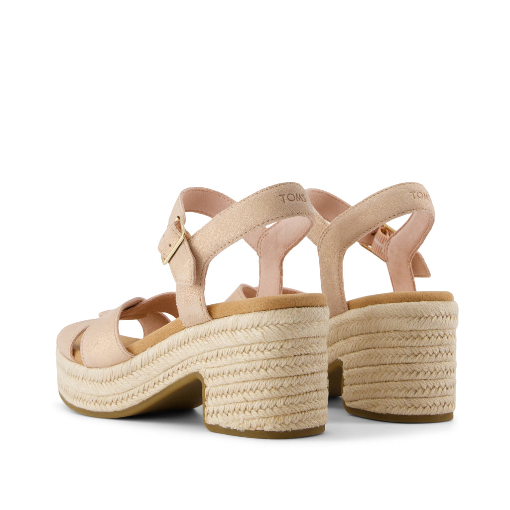 Isla Heeled Sandal - Pale Rose Metallic Suede Back View