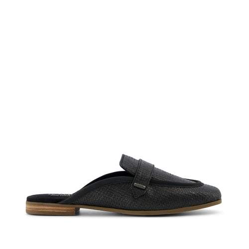 Lynette Mule - Black Raffia and Leather Side View