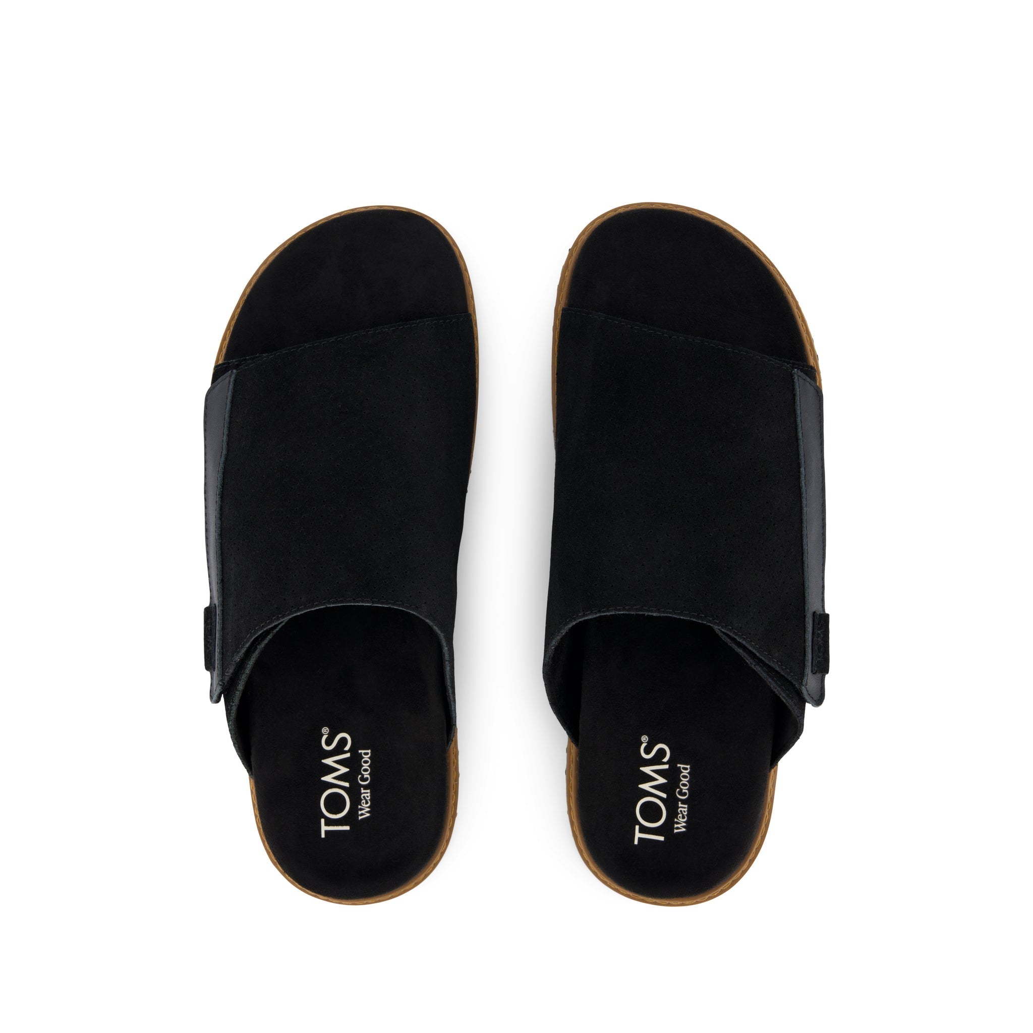 Danilo Slide Sandal - Black Perforated Suede Top View