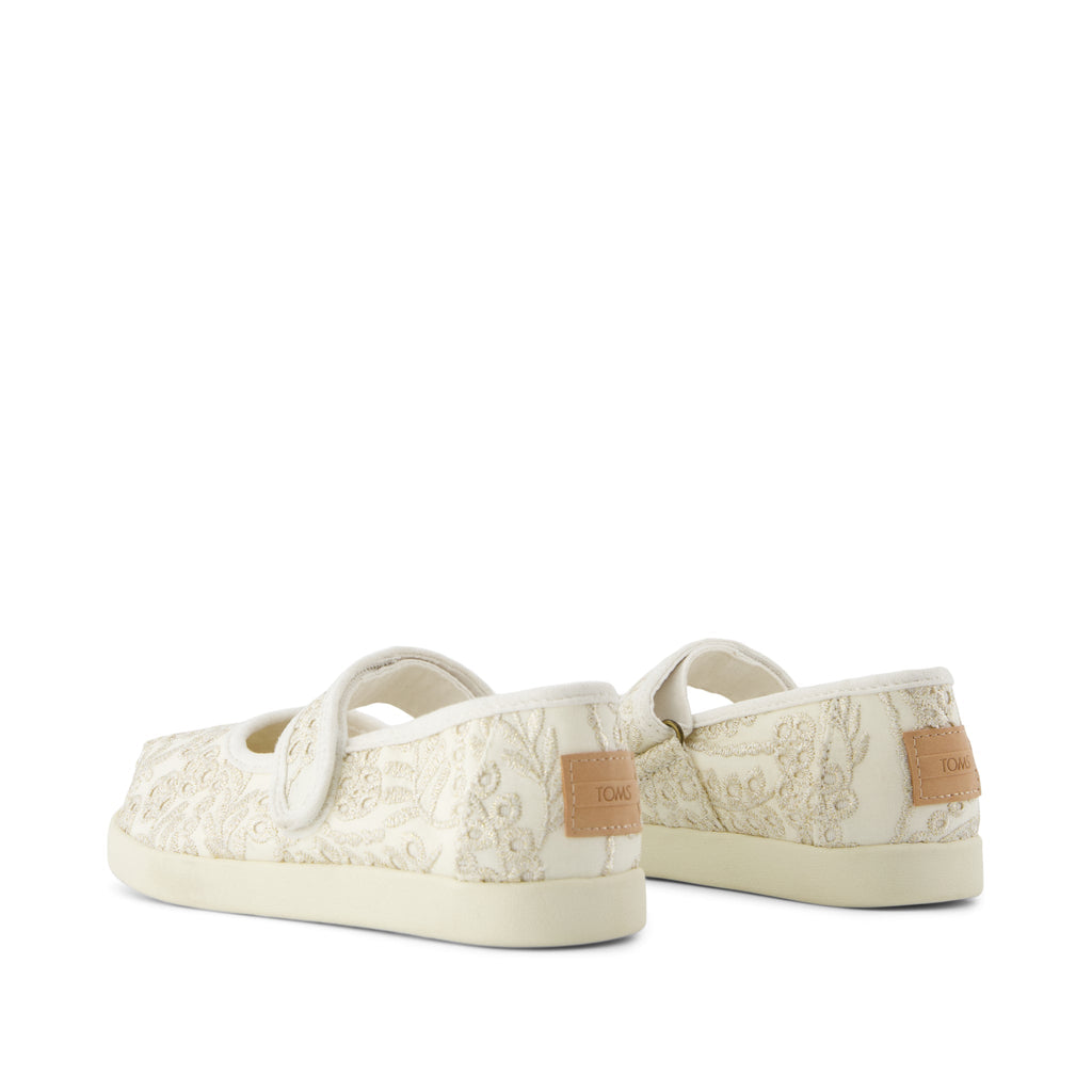 Nora Mary Jane Kids Shoe - Egret Botanical Eyelet Back View