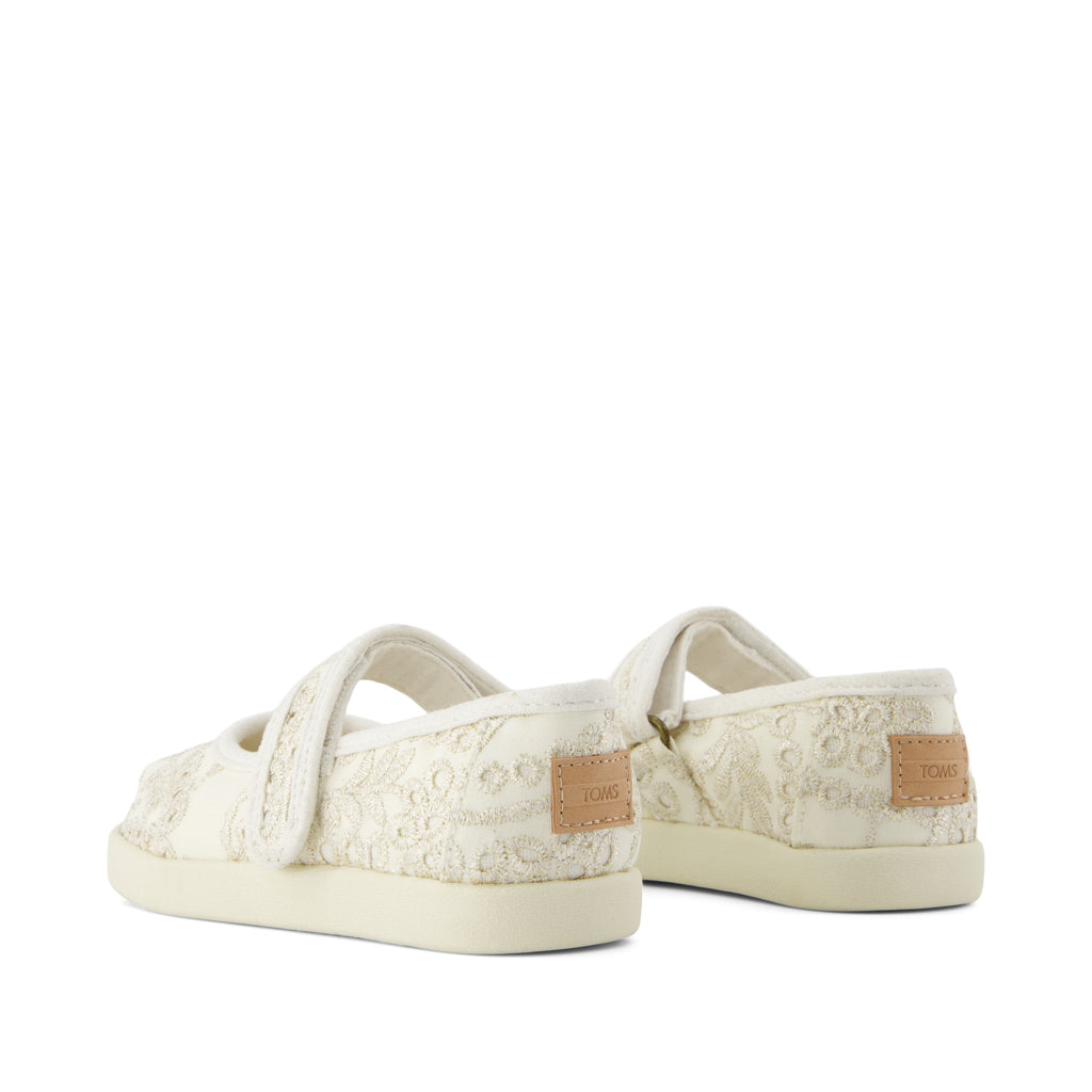 Nora Mary Jane Toddler Shoe - Egret Botanical Eyelet Back View
