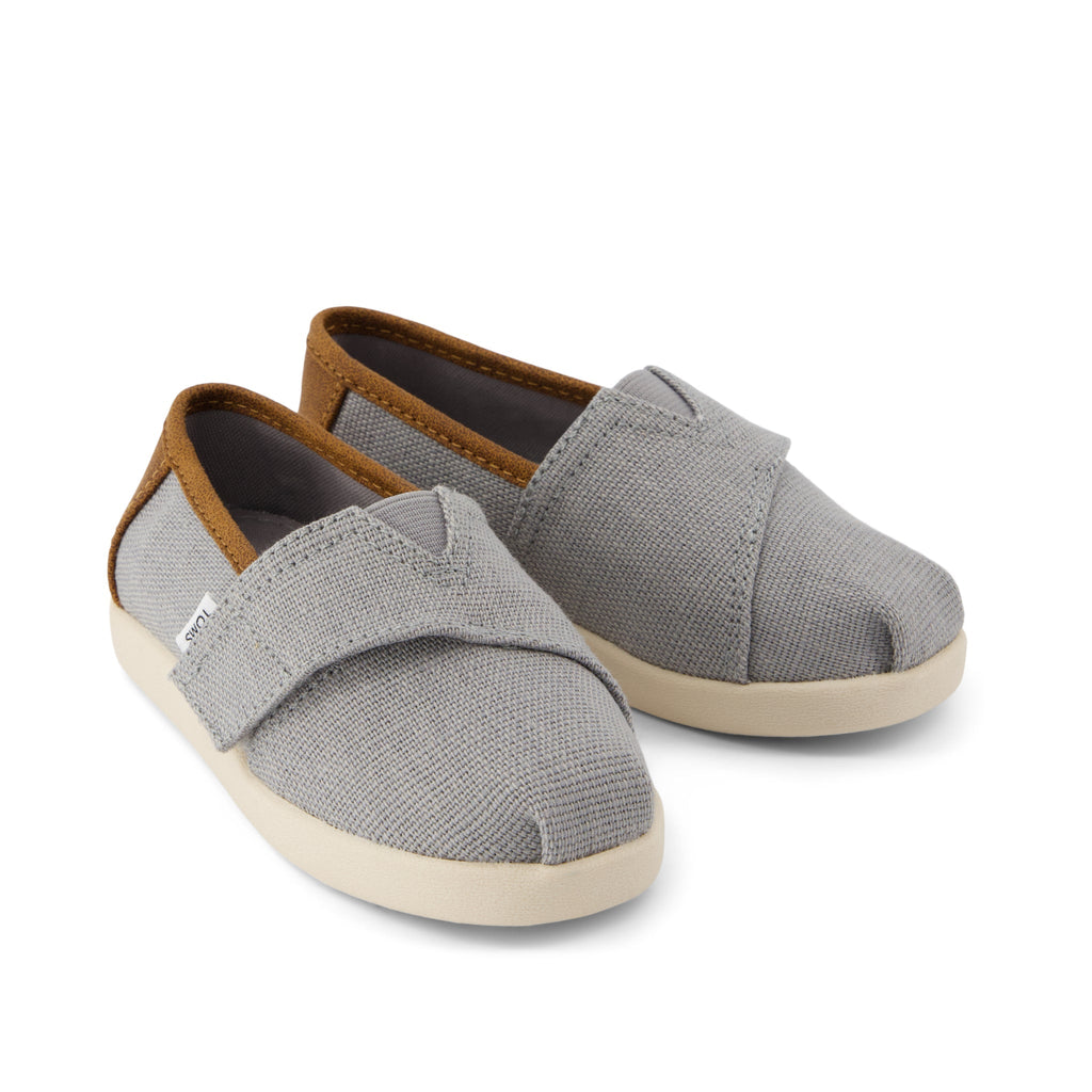 Alpargata Classic Toddler Shoe - Drizzle Grey Heritage Canvas and  PU Trim Front View