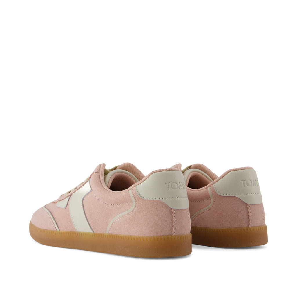 Collins Casual Lace-Up Sneaker - Pale Rose Suede and Leather Back View