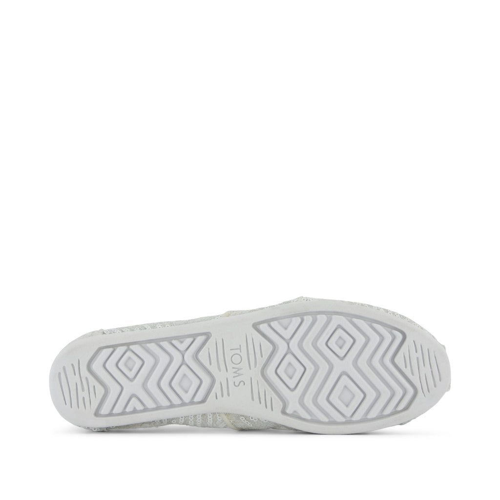 Alpargata Classic - White Sequin Mesh Bottom Sole View