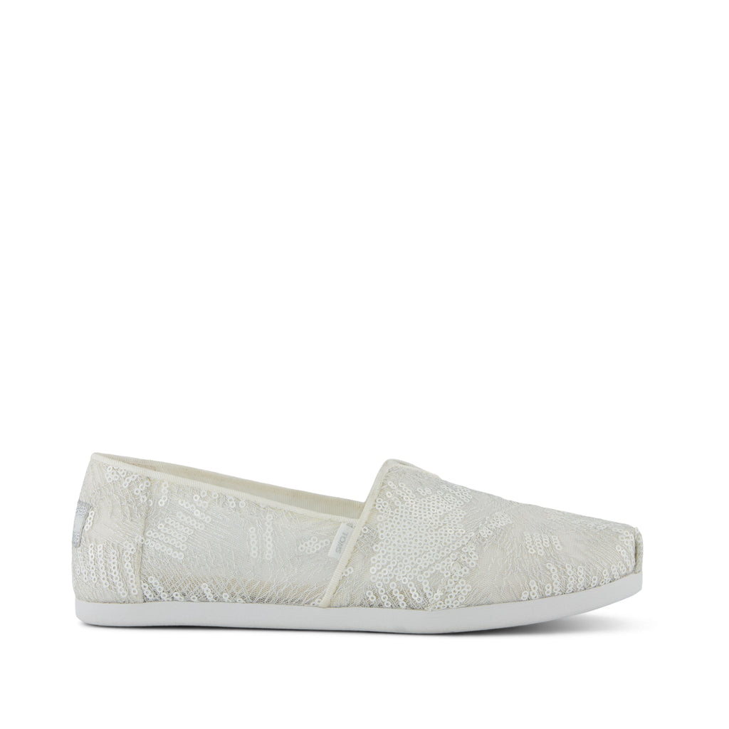 Alpargata Classic - White Sequin Mesh Side View