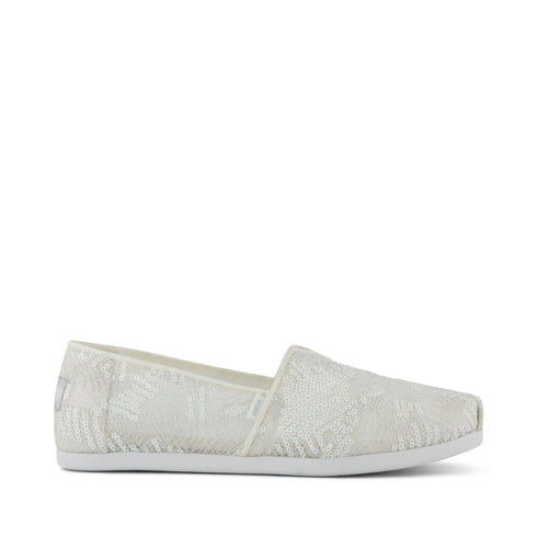 Alpargata Classic - White Sequin Mesh Side View