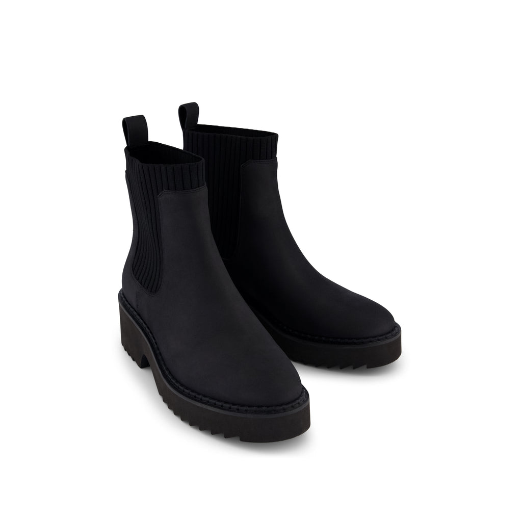 Millie Boot - Water Resistant Black Nubuck Leather Front View