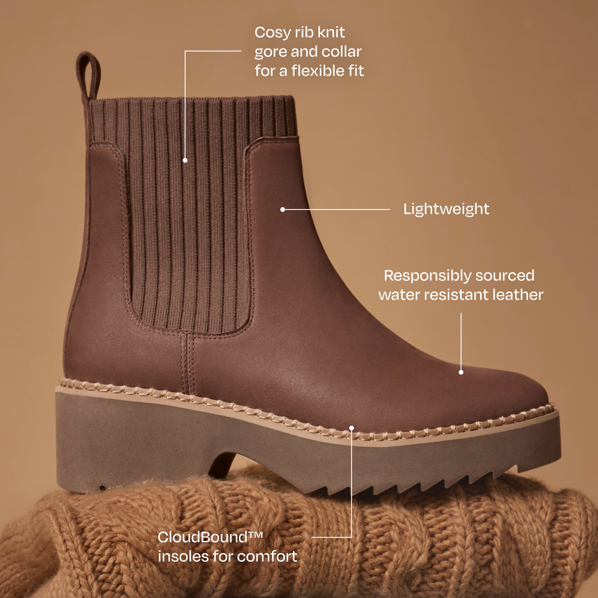 Millie Boot - Water Resistant Oak Brown Nubuck Leather
