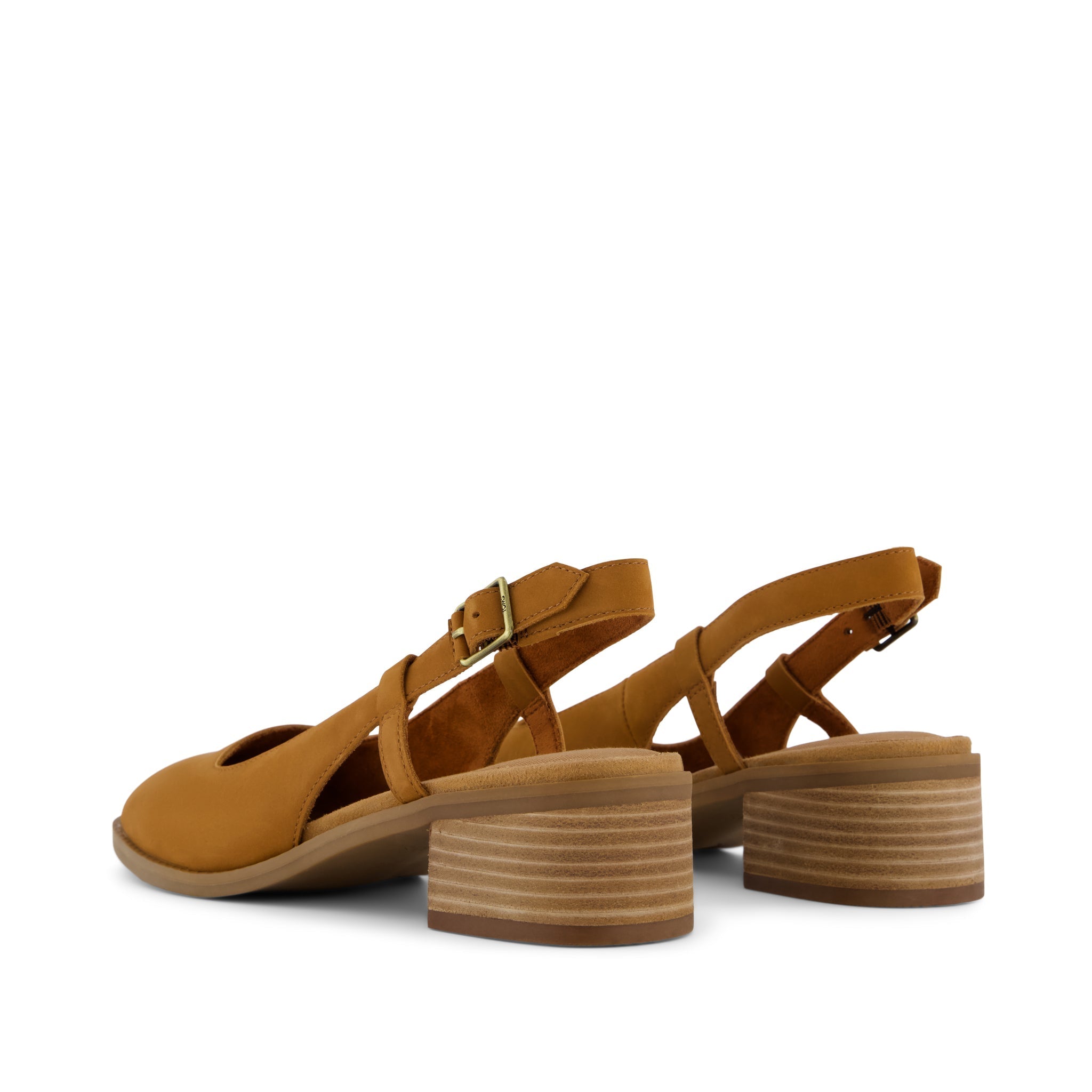 Jaclyn Slingback Heel - Amber Brown Nubuck Leather Back View