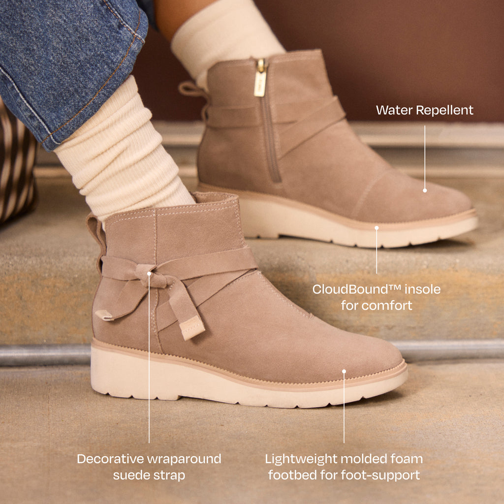 Marlow Wedge Boot - Water Repellent Dune Grey Suede