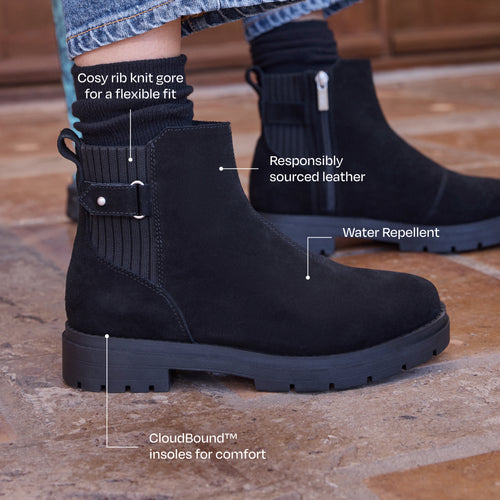 Astrid Boot - Water Repellent Black Suede