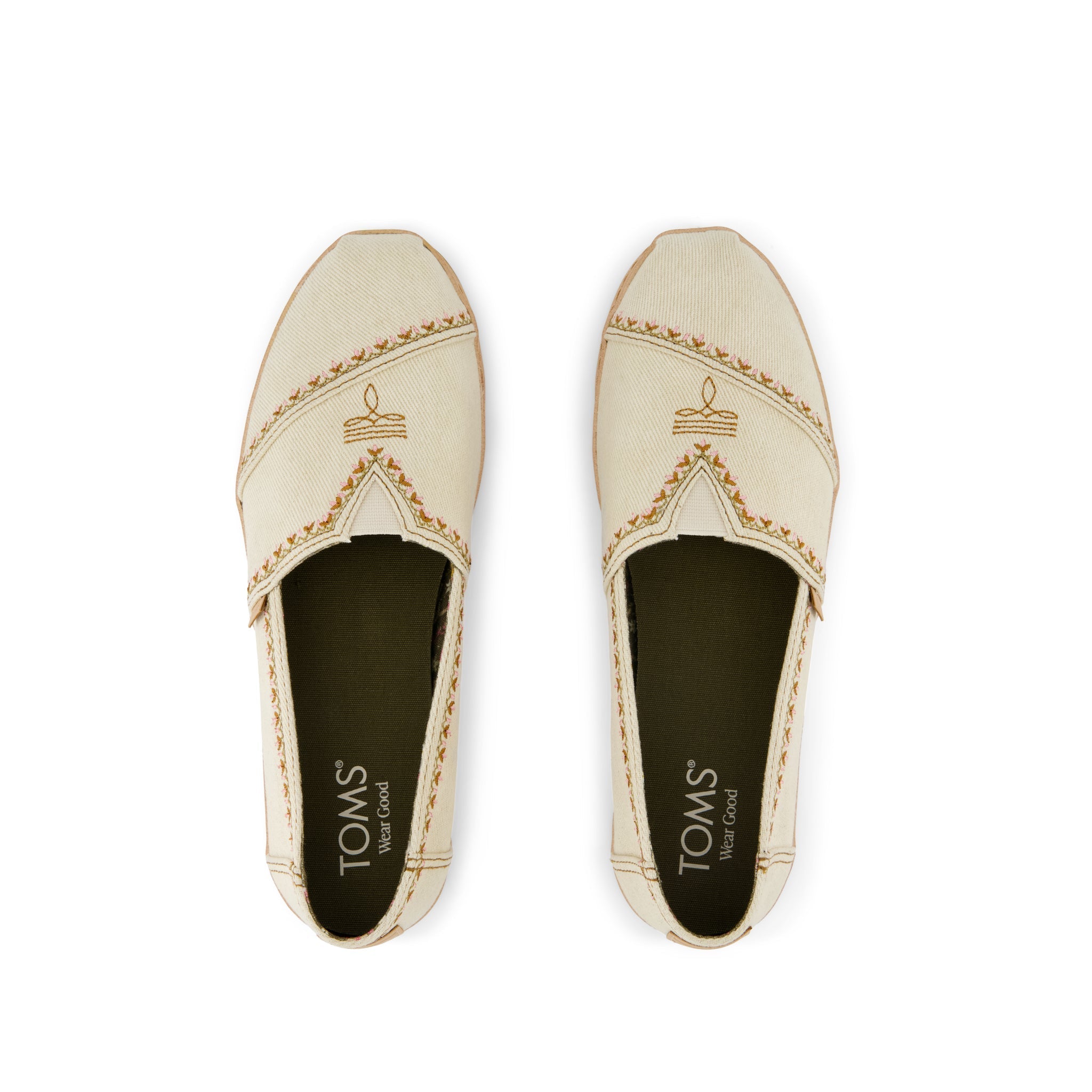 Alpargata Leather Wrap - Beige with Western Embroidery Top View