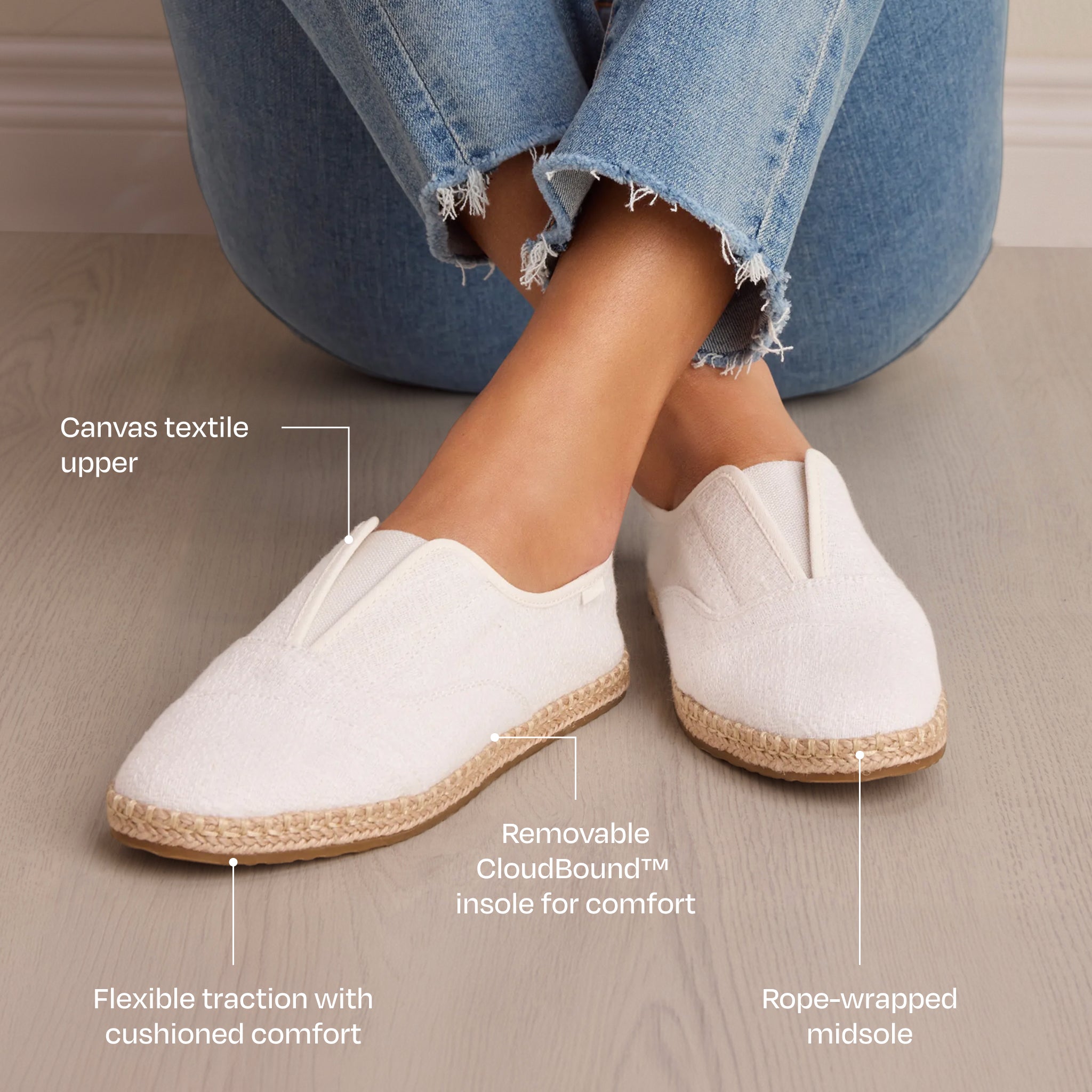 Palmera Plus Slip-On Espadrille - White Vintage Slub