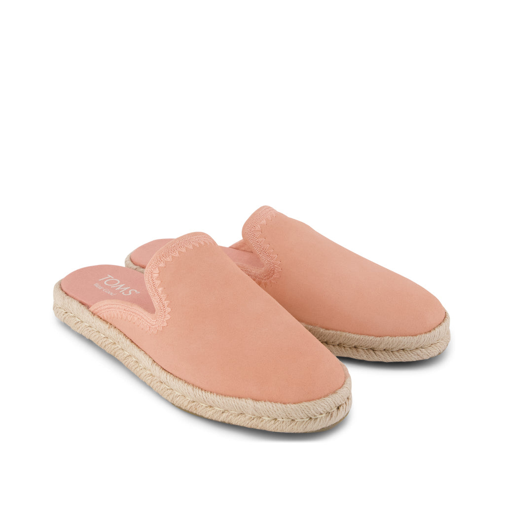 Santiago Mule Espadrille - Bloom Pink Suede with Embroidery Front View