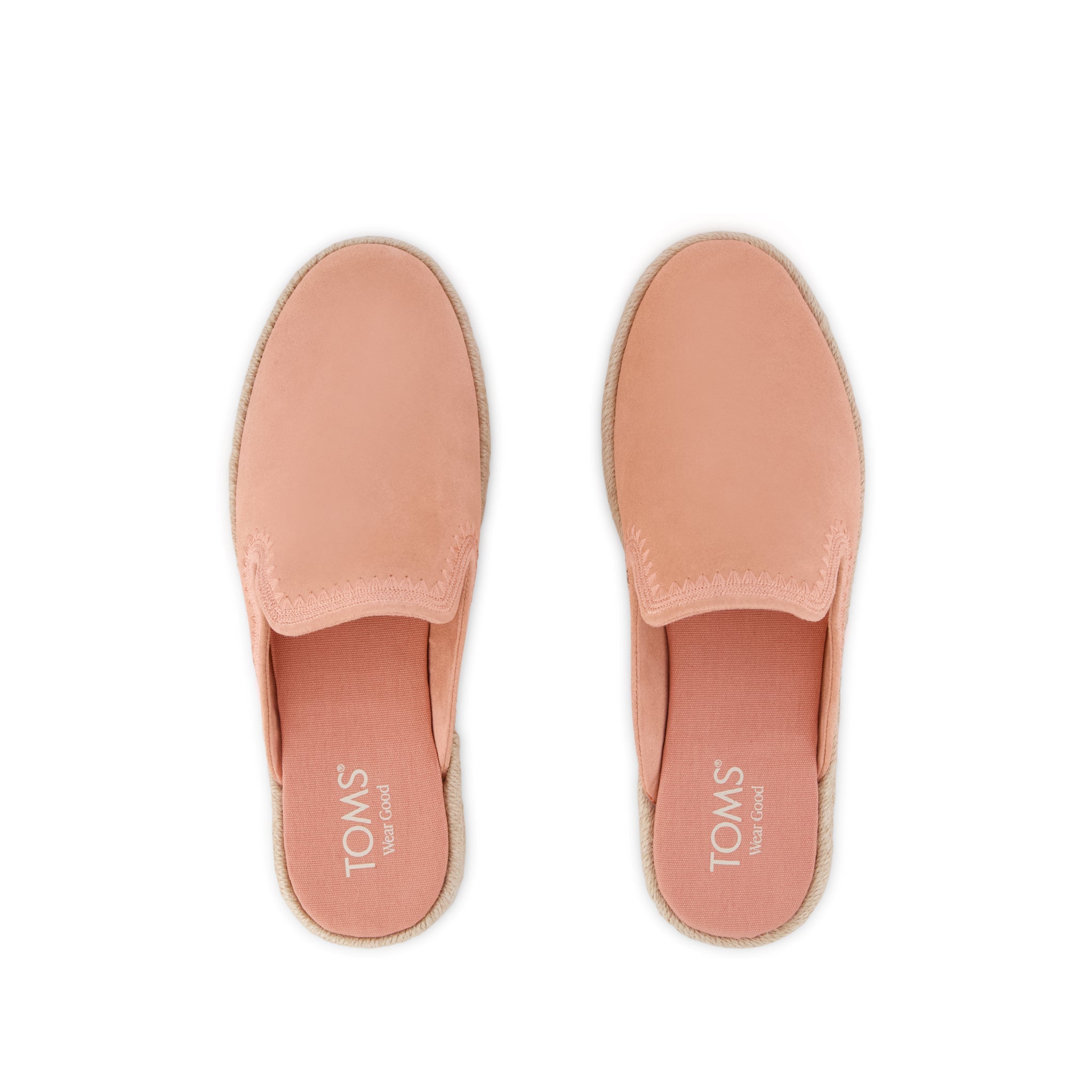 Santiago Mule Espadrille - Bloom Pink Suede with Embroidery Top View