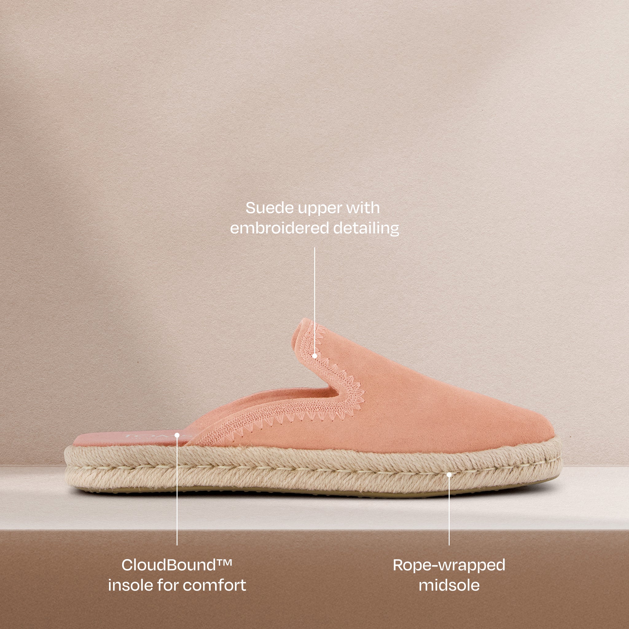 Santiago Mule Espadrille - Bloom Pink Suede with Embroidery