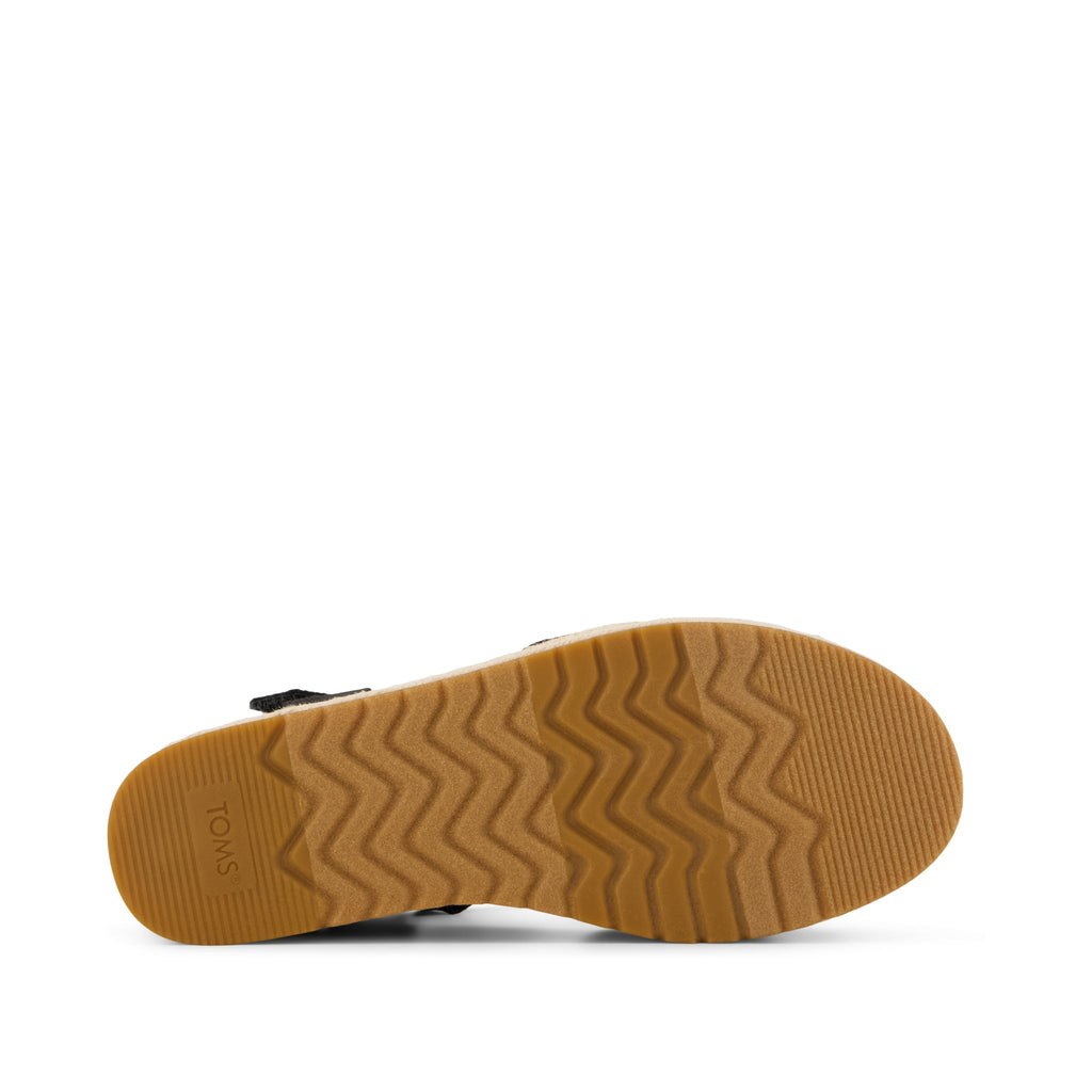 Alana Wedge Sandal - Black Heavy Canvas Bottom Sole View