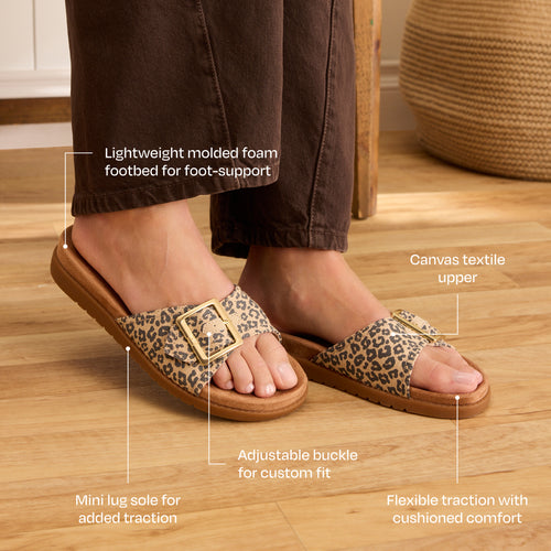 Marin Slide Sandal - Beige Leopard Print