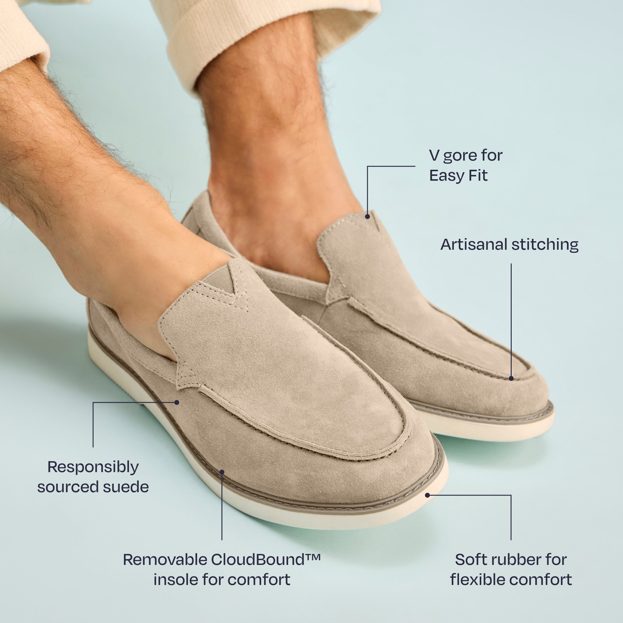 Marcos Loafer - Dune Grey Washed Suede