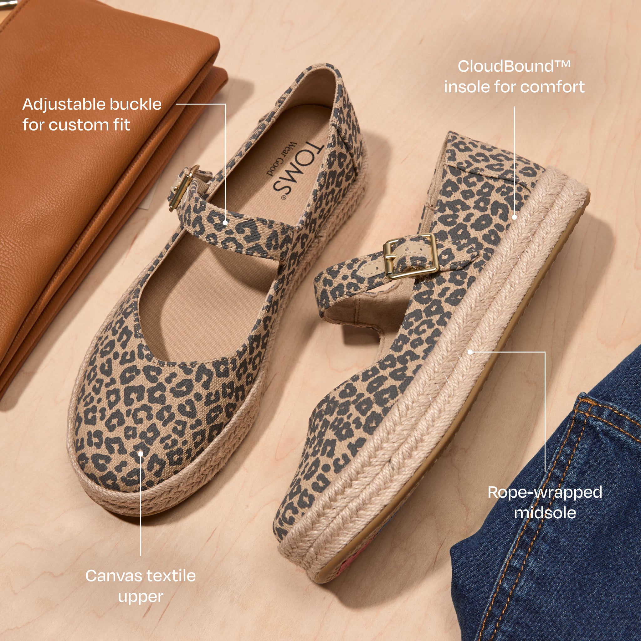Carolina Mary Jane Espadrille - Beige Leopard Print