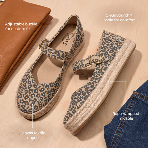 Carolina Mary Jane Espadrille - Beige Leopard Print