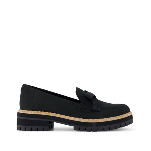 Cara Bow Loafer - Black Leather Side View