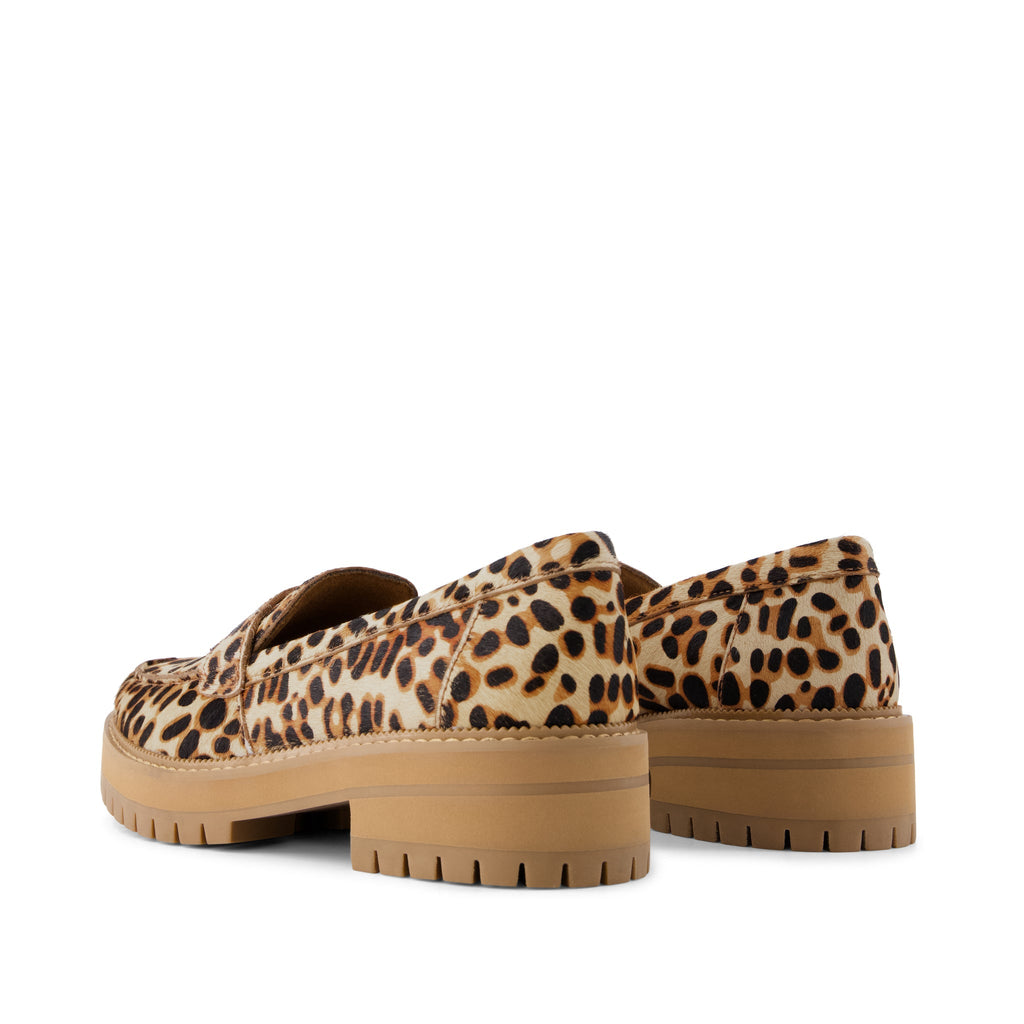 Cara Loafer - Brown Sugar Leopard Print Hair Leather Back View