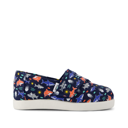 Alpargata Classic Toddler Shoe - Navy Glow in the Dark Shark Friends Side View