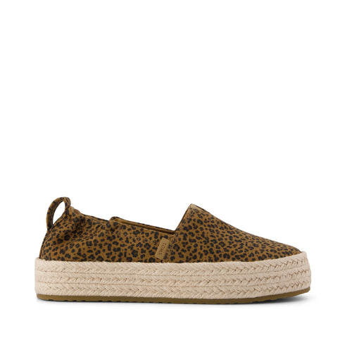 Valencia Platform Kids Espadrille - Toffee Leopard Print Side View