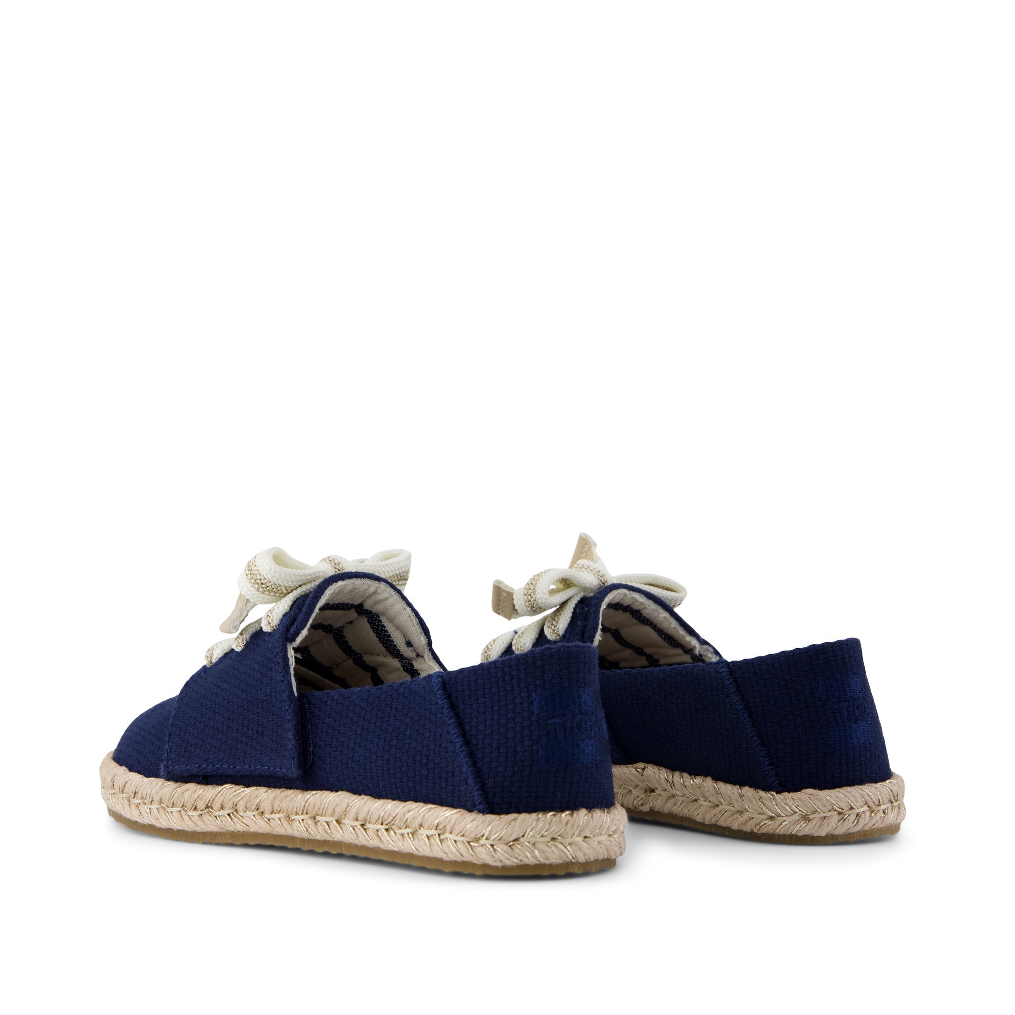 Carolina Lace-Up Kids Espadrille - Navy Beachside Woven Back View