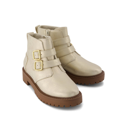 Simone Kids Boot - Champagne Metallic Faux Leather Front View