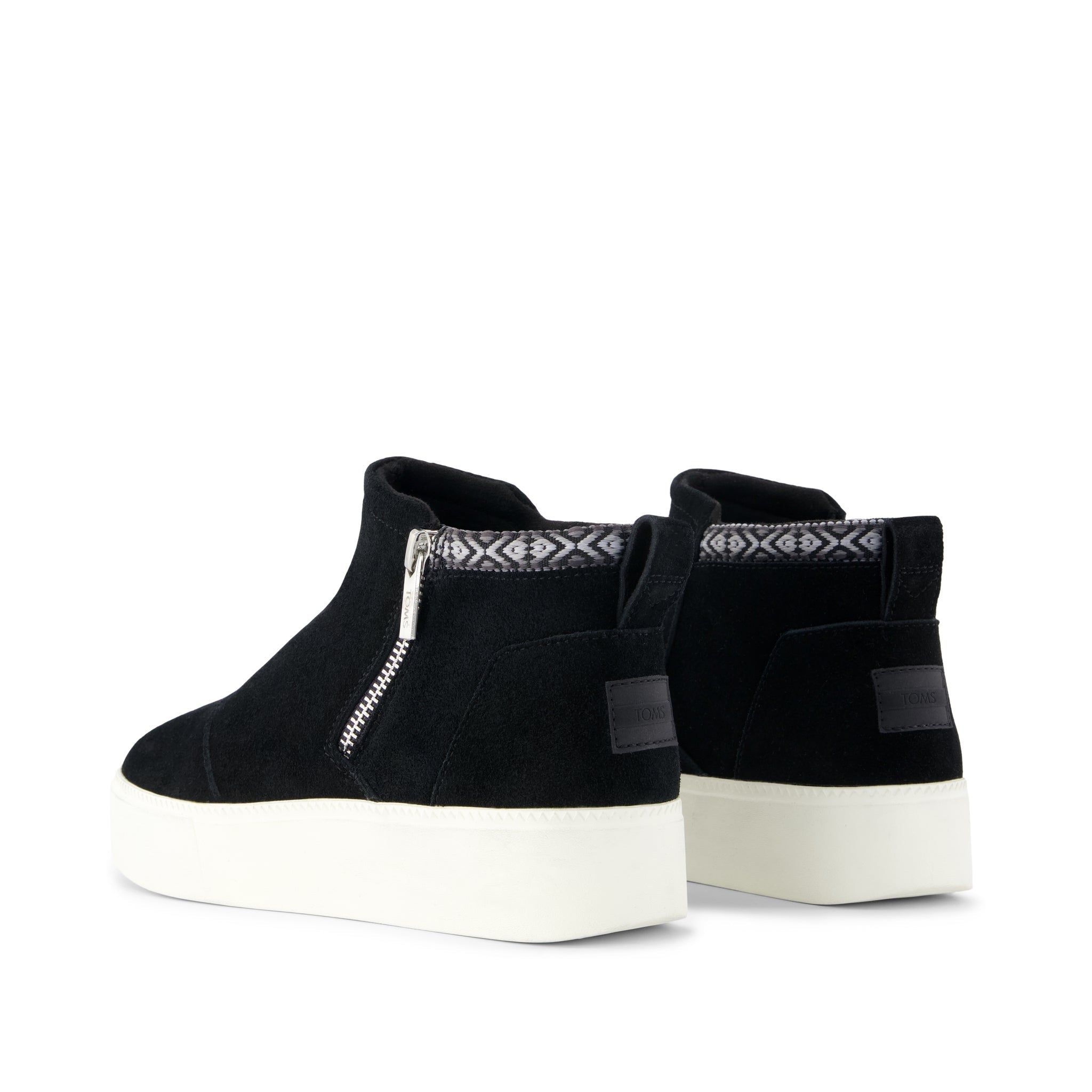 Percy Mid Platform Sneaker - Water Resistant Black Suede Back View